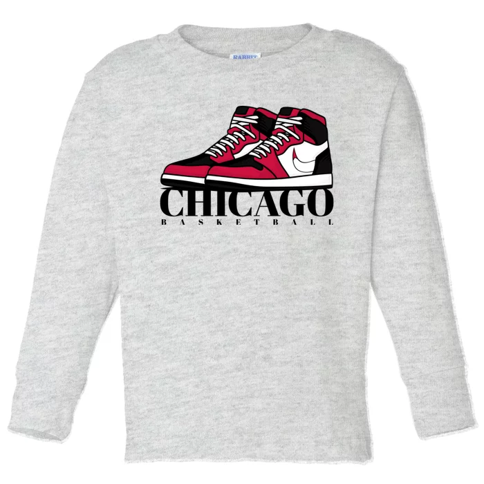 Chicago Basketball Sneakers Toddler Long Sleeve Shirt