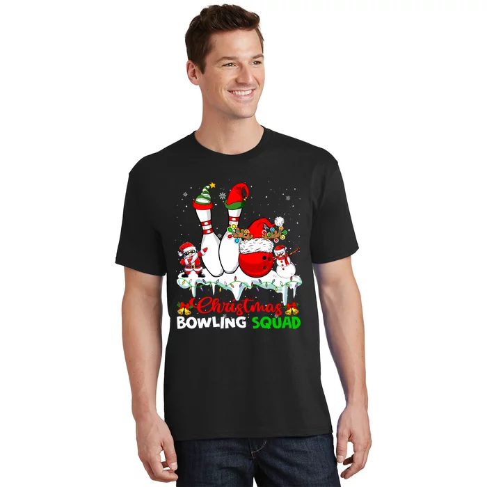 Christmas Bowling Squad Dabbing Santa Elf Bowling Tools T-Shirt