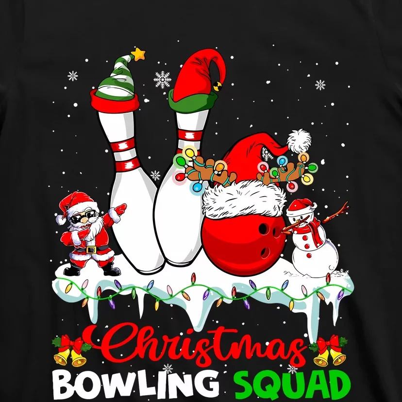 Christmas Bowling Squad Dabbing Santa Elf Bowling Tools T-Shirt