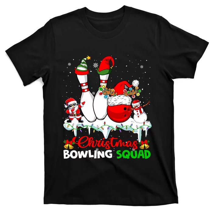 Christmas Bowling Squad Dabbing Santa Elf Bowling Tools T-Shirt