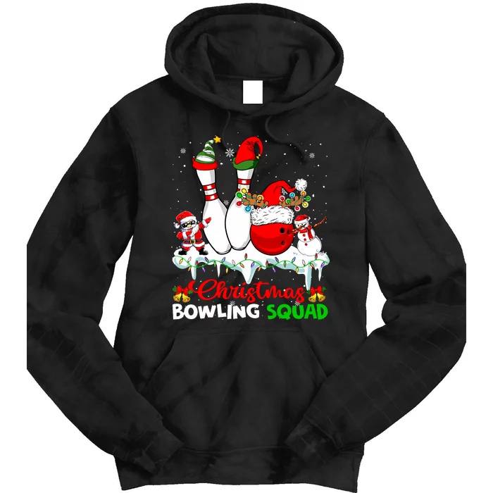 Christmas Bowling Squad Dabbing Santa Elf Bowling Tools Tie Dye Hoodie