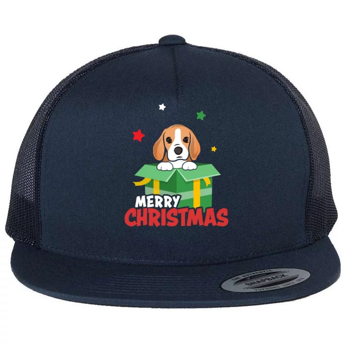 Cute Beagle Santa Dog Lovers Merry Christmas Xmas Design Gift Flat Bill Trucker Hat