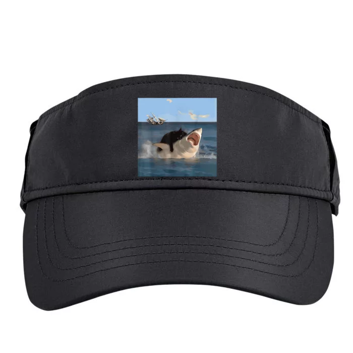 Cat Biting Shark Humorous Playful Funny Cat And Shark Adult Drive Performance Visor