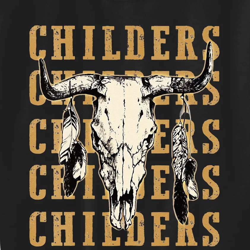 Childers Bull Skull Leopard Cow Skulls Bluegrass Music Kids Sweatshirt