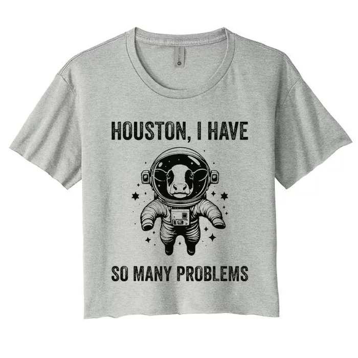 Cow Breeder Space Houston Problem Devon Cattle Women's Crop Top Tee