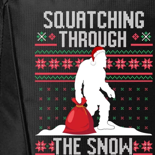 Christmas Bigfoot Squatching Through The Snow Ugly Sweater Gift City Backpack