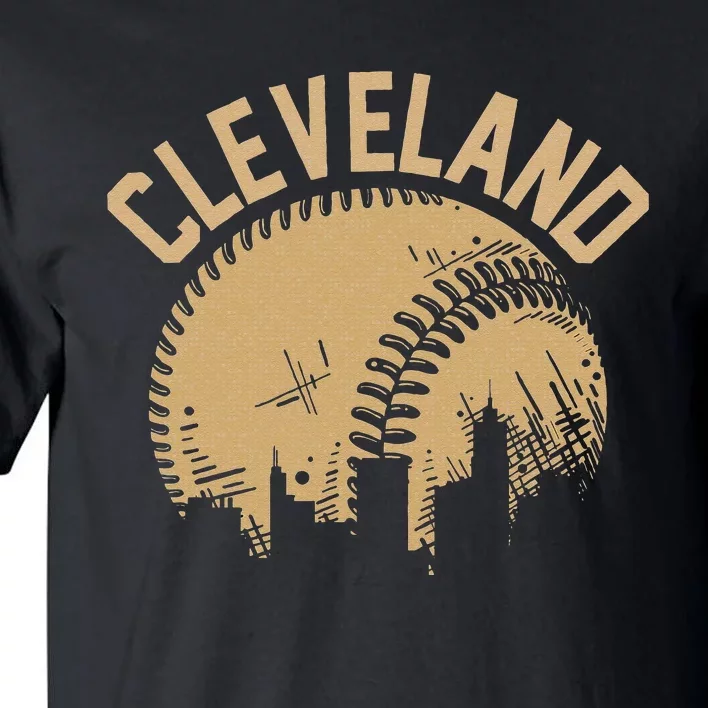 Cleveland Baseball Skyline Ohio Player Coach Fan Tall T-Shirt