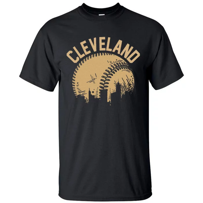 Cleveland Baseball Skyline Ohio Player Coach Fan Tall T-Shirt