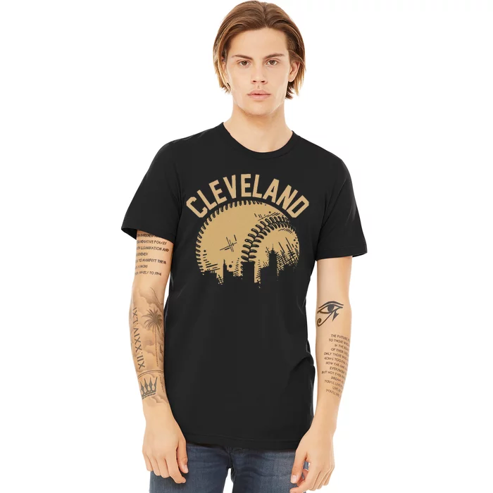 Cleveland Baseball Skyline Ohio Player Coach Fan Premium T-Shirt