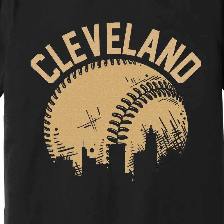 Cleveland Baseball Skyline Ohio Player Coach Fan Premium T-Shirt