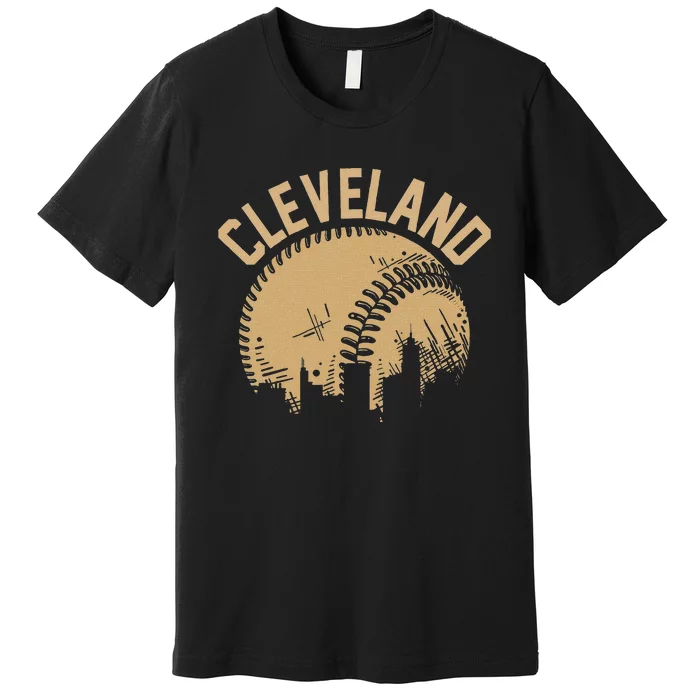 Cleveland Baseball Skyline Ohio Player Coach Fan Premium T-Shirt