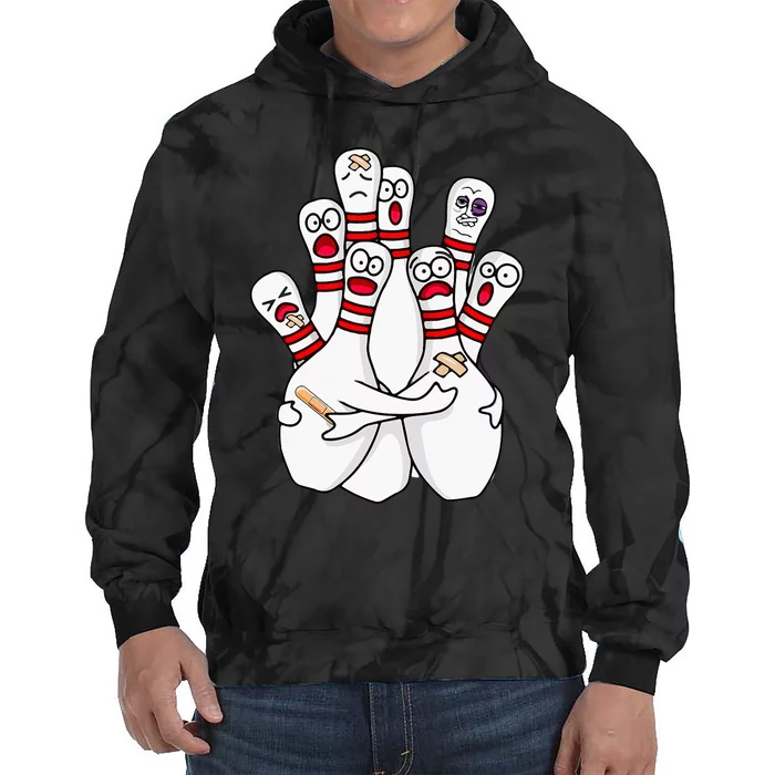 Cartoon Bowling Scared Bowling Pins Funny Sport Bowler Tie Dye Hoodie