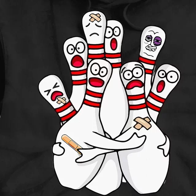 Cartoon Bowling Scared Bowling Pins Funny Sport Bowler Tie Dye Hoodie