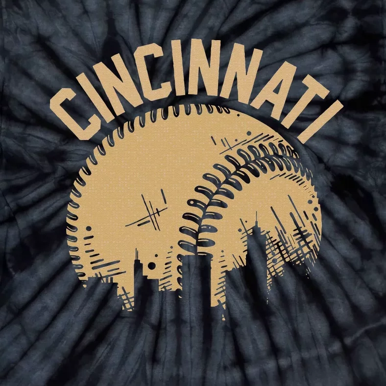 Cincinnati Baseball Skyline Ohio Player Coach Fan Tie-Dye T-Shirt