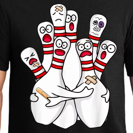 Cartoon Bowling Scared Bowling Pins Funny Sport Bowler Pajama Set