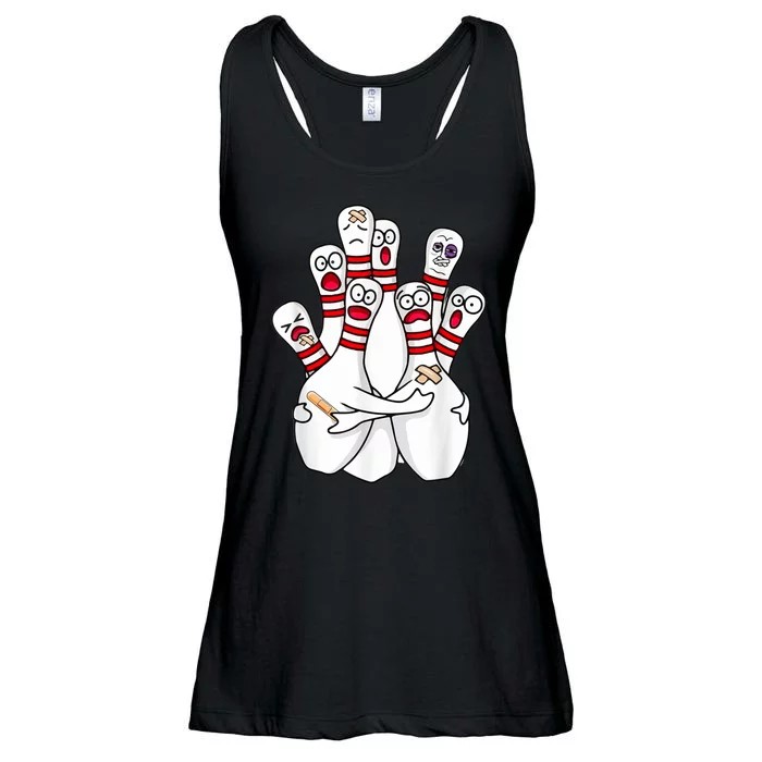 Cartoon Bowling Scared Bowling Pins Funny Sport Bowler Ladies Essential Flowy Tank