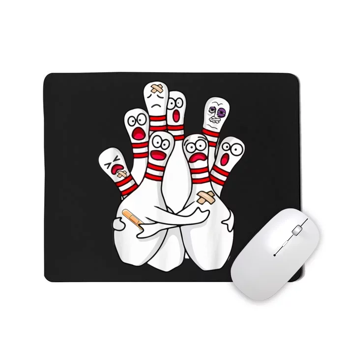 Cartoon Bowling Scared Bowling Pins Funny Sport Bowler Mousepad