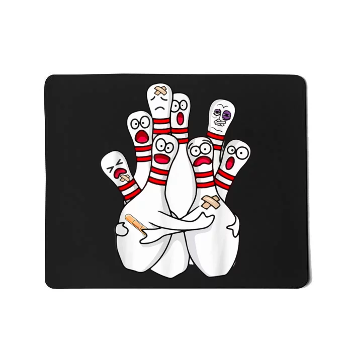 Cartoon Bowling Scared Bowling Pins Funny Sport Bowler Mousepad