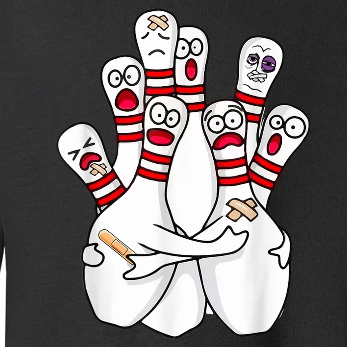 Cartoon Bowling Scared Bowling Pins Funny Sport Bowler Toddler Sweatshirt