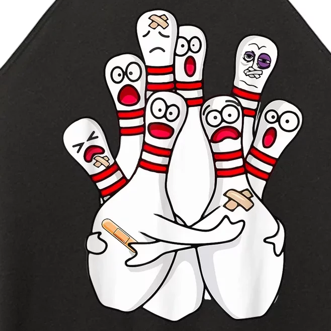 Cartoon Bowling Scared Bowling Pins Funny Sport Bowler Women’s Perfect Tri Rocker Tank