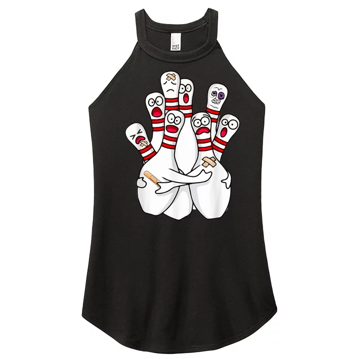 Cartoon Bowling Scared Bowling Pins Funny Sport Bowler Women’s Perfect Tri Rocker Tank