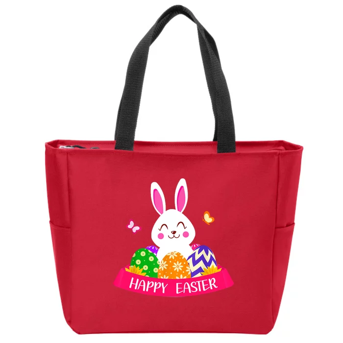 Cute Bunny Spring Hunt Eggs Rabbit Happy Easter Day Outfit Zip Tote Bag