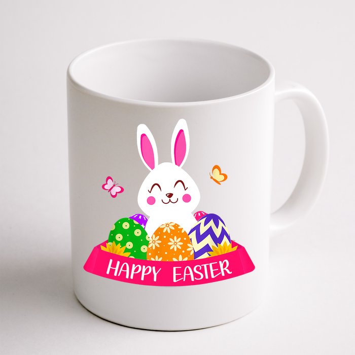 Cute Bunny Spring Hunt Eggs Rabbit Happy Easter Day Outfit Front & Back Coffee Mug