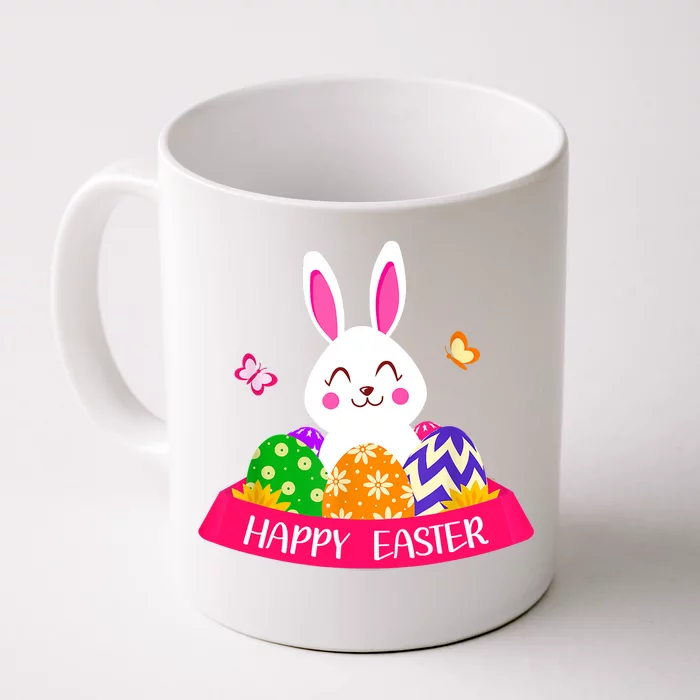 Cute Bunny Spring Hunt Eggs Rabbit Happy Easter Day Outfit Front & Back Coffee Mug