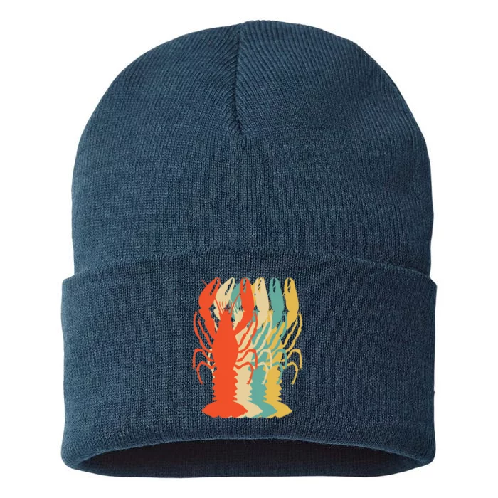 Crawfish Boil Silhouette Retro Pop Art Cajun Graphic Sustainable Knit Beanie