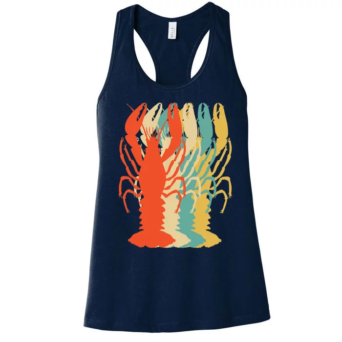 Crawfish Boil Silhouette Retro Pop Art Cajun Graphic Women's Racerback Tank