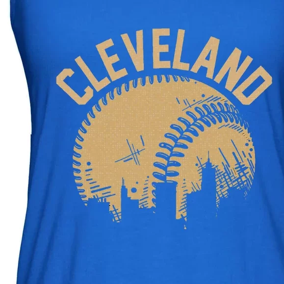 Cleveland Baseball Skyline Ohio Player Coach Fan Ladies Essential Flowy Tank