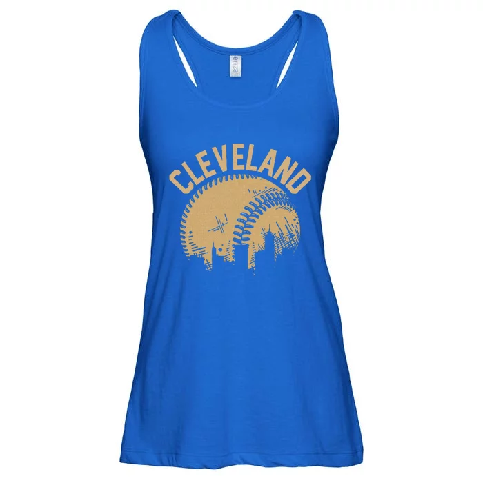 Cleveland Baseball Skyline Ohio Player Coach Fan Ladies Essential Flowy Tank