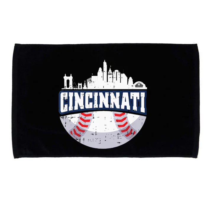 Cincinnati Baseball Skyline Ohio Baseball Player Gift Microfiber Hand Towel