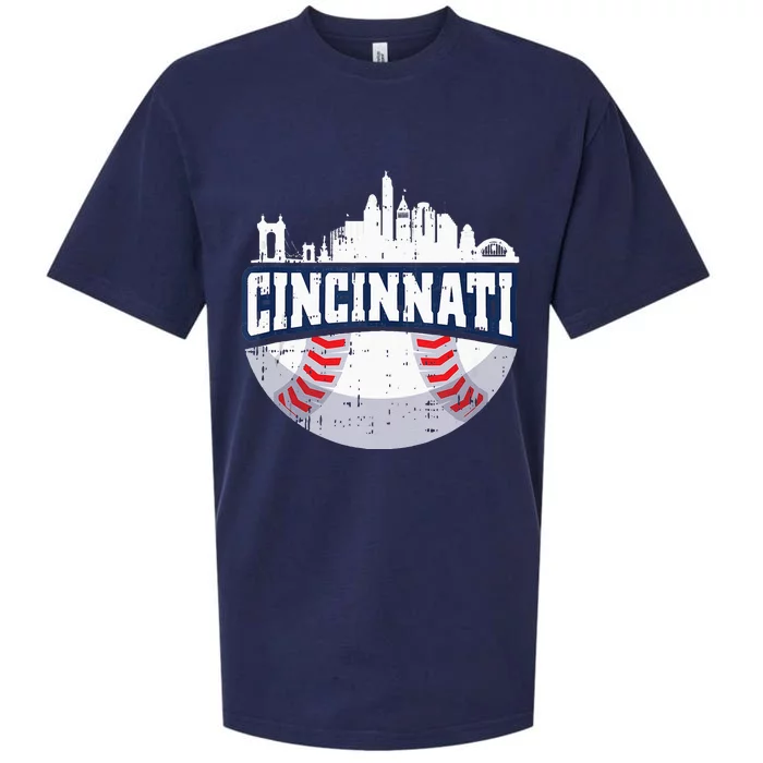 Cincinnati Baseball Skyline Ohio Baseball Player Gift Sueded Cloud Jersey T-Shirt