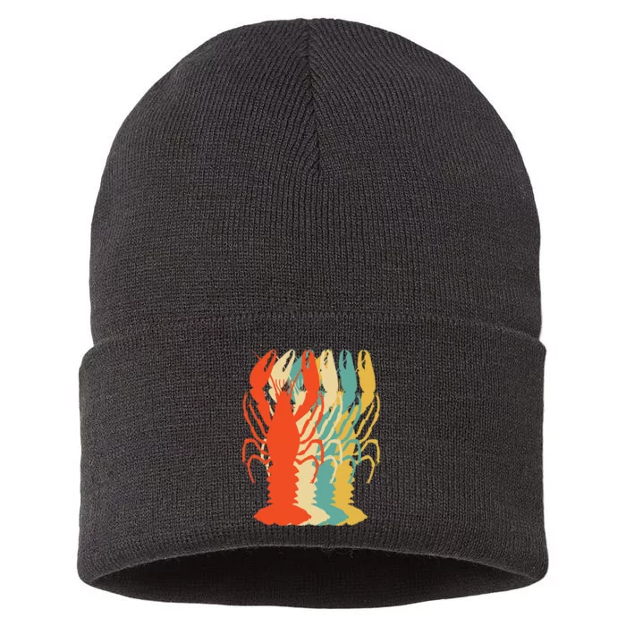 Crawfish Boil Silhouette Retro Pop Art Cajun Graphic Sustainable Knit Beanie