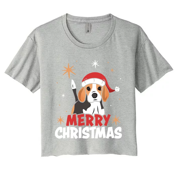 Cute Beagle Santa Dog Lovers Merry Christmas Xmas Design Cute Gift Women's Crop Top Tee