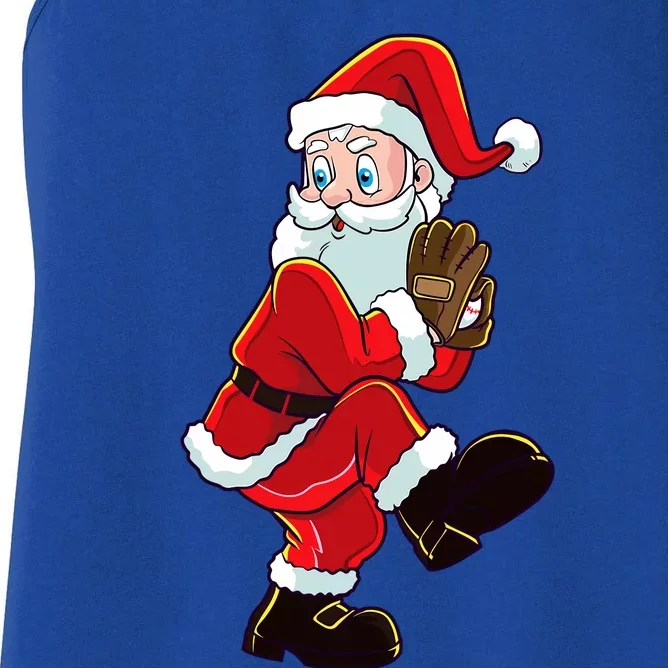 Christmas Baseball Santa Claus Pitcher Boy Xmas Women's Racerback Tank