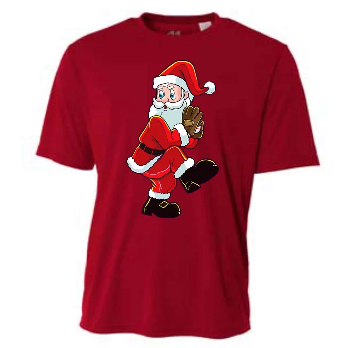 Christmas Baseball Santa Claus Pitcher Boy Xmas Cooling Performance Crew T-Shirt