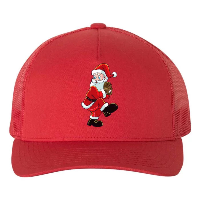 Christmas Baseball Santa Claus Pitcher Boy Xmas Yupoong Adult 5-Panel Trucker Hat