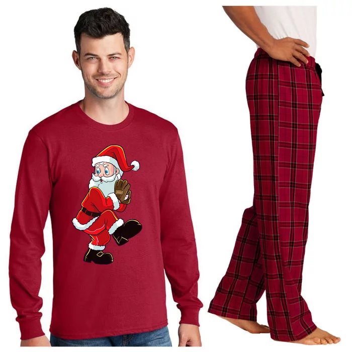 Christmas Baseball Santa Claus Pitcher Boy Xmas Long Sleeve Pajama Set