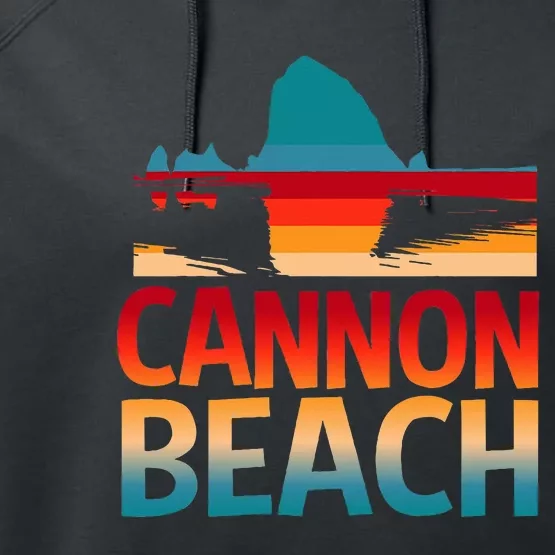 Cannon Beach Skyline Oregon Haystack Rock Souvenir Performance Fleece Hoodie