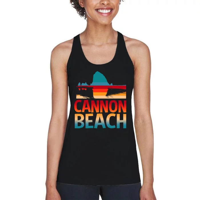 Cannon Beach Skyline Oregon Haystack Rock Souvenir Women's Racerback Tank