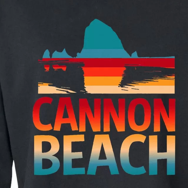 Cannon Beach Skyline Oregon Haystack Rock Souvenir Cropped Pullover Crew