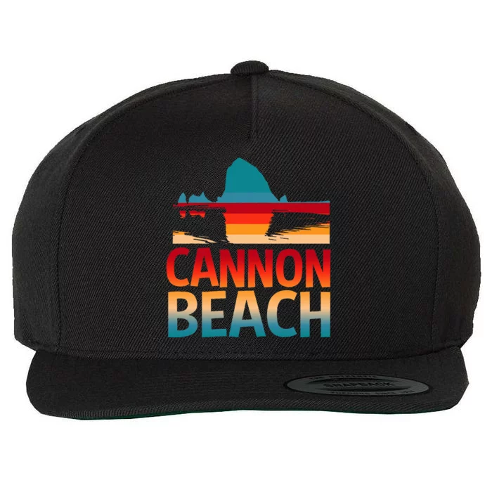 Cannon Beach Skyline Oregon Haystack Rock Souvenir Wool Snapback Cap