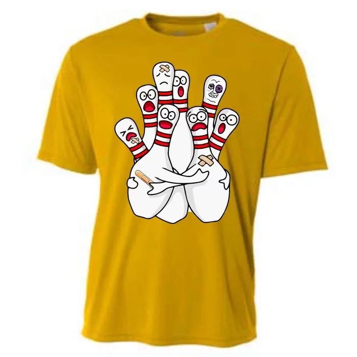 Cartoon Bowling Scared Bowling Pins Cooling Performance Crew T-Shirt