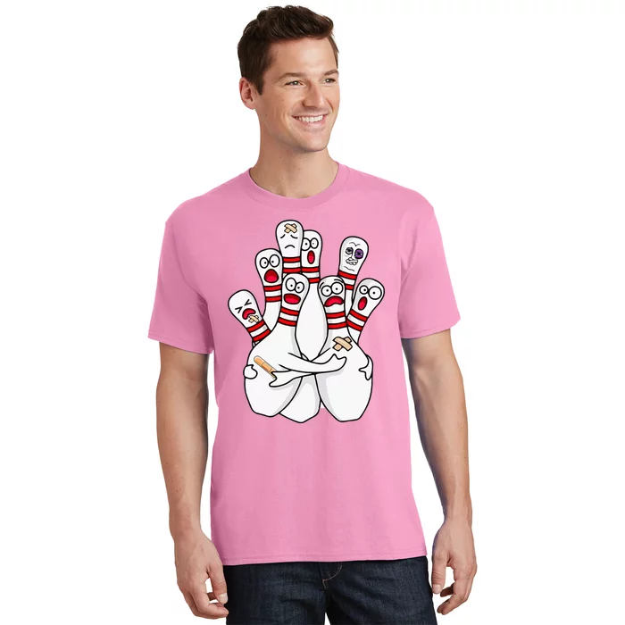 Cartoon Bowling Scared Bowling Pins T-Shirt