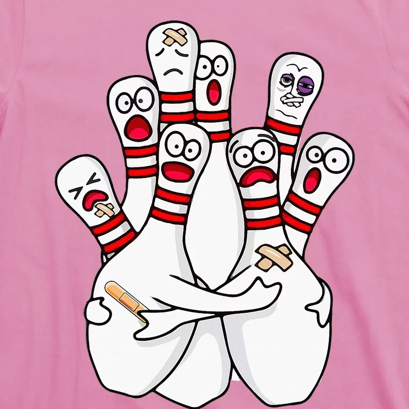 Cartoon Bowling Scared Bowling Pins T-Shirt