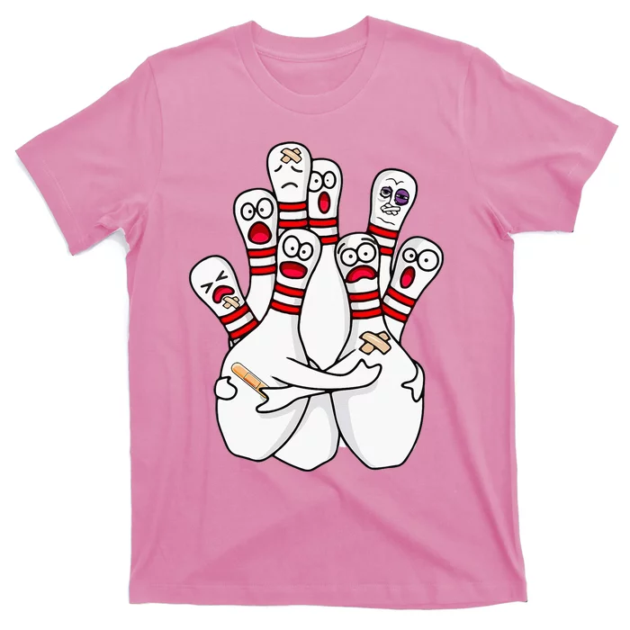 Cartoon Bowling Scared Bowling Pins T-Shirt