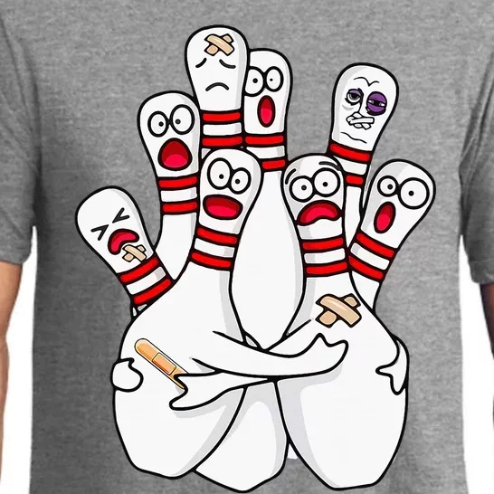 Cartoon Bowling Scared Bowling Pins Pajama Set