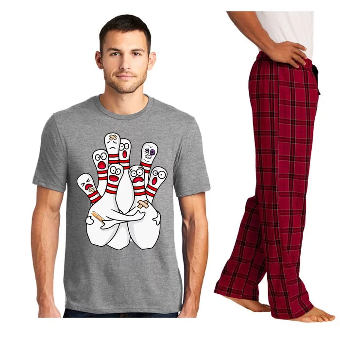 Cartoon Bowling Scared Bowling Pins Pajama Set